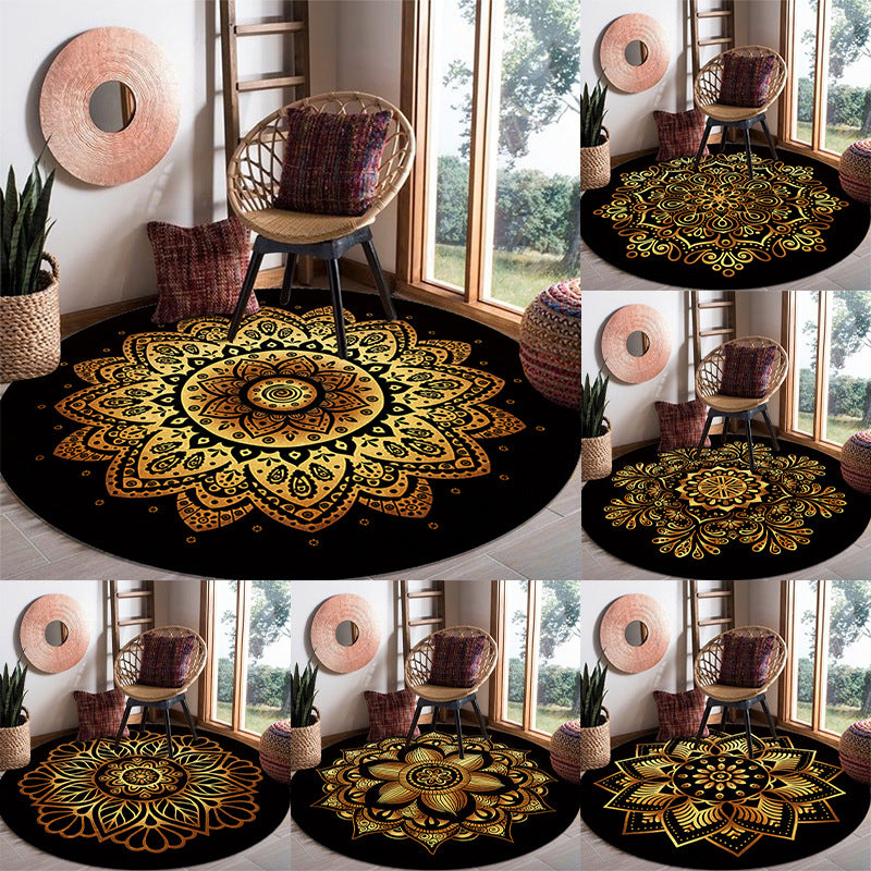 Shabby Chic Black Tone Area Rug Polyester Carpet Stain Resistant Carpet for Living Room