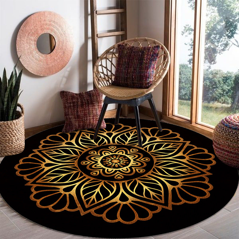 Shabby Chic Black Tone Area Rug Polyester Carpet Stain Resistant Carpet for Living Room