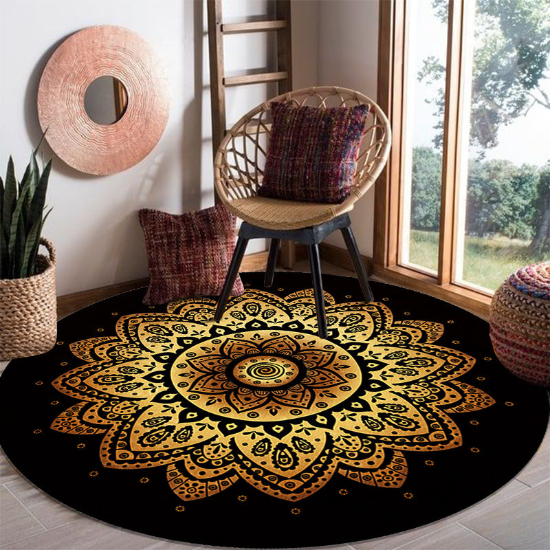 Shabby Chic Black Tone Area Rug Polyester Carpet Stain Resistant Carpet for Living Room