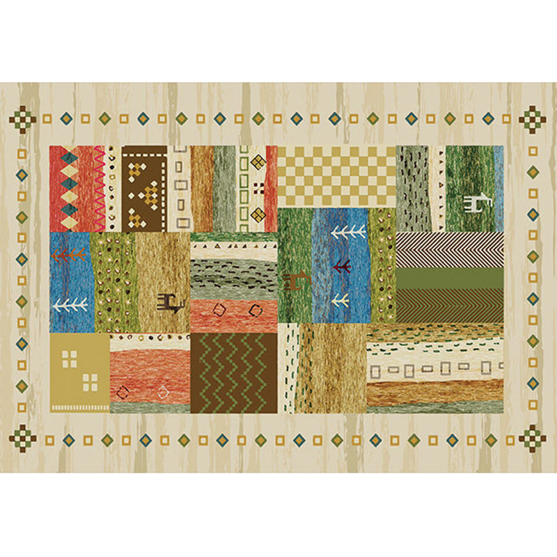 Boho-Chic Couleur mélangée Tapis de décoration de la maison Home Area Polyester avec tapis de support sans glissement