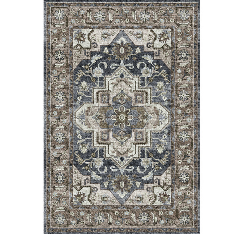 Mid-Century Medallion Print Area Carpet Polyester Carpet Non-Slip Backing Area Rug for Living Room