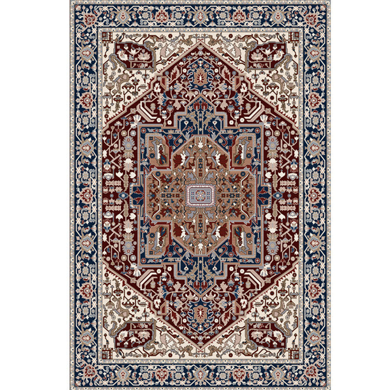 Mid-Century Medallion Print Area Carpet Polyester Carpet Non-Slip Backing Area Rug for Living Room