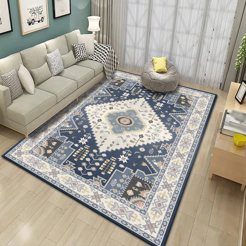Nostalgie Indoor Teppich Blumenmuster Teppich Polyester Anti-Rutsch-Rücken Teppich für Wohnzimmer