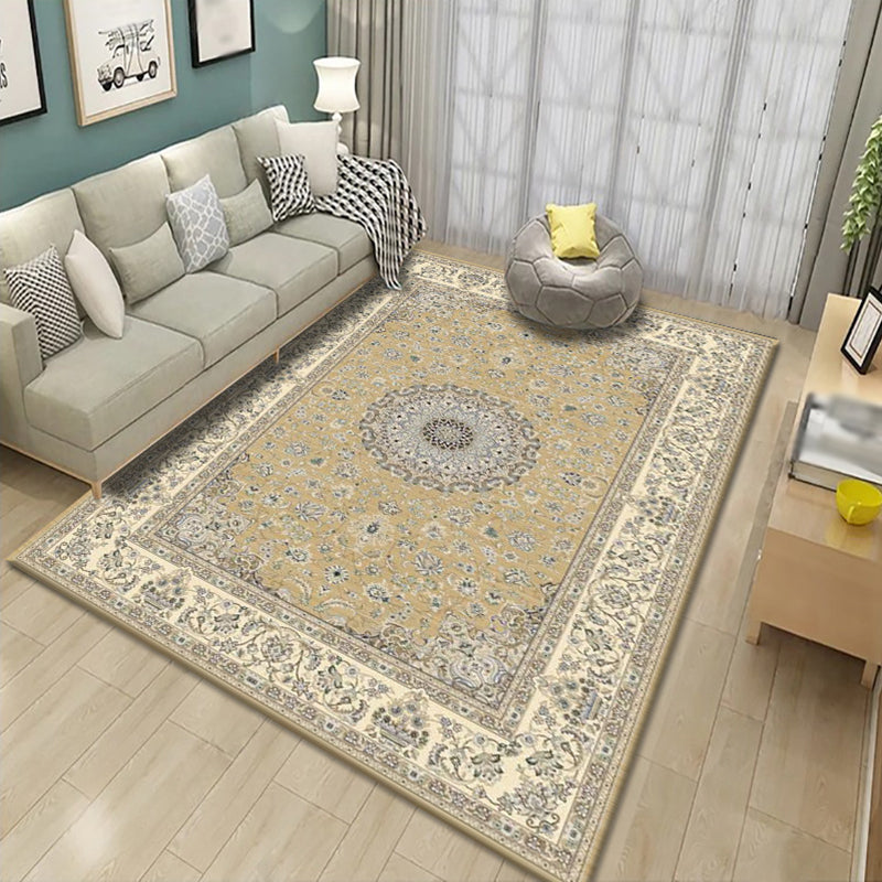 Vintage Carpet Traditional Polyester Rug Non-Slip Backing Indoor Rug for Living Room