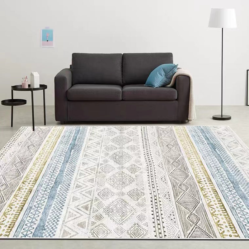 Bohemian Geometric Print Rug Polyester Indoor Carpet Non-Slip Backing Area Rug for Living Room
