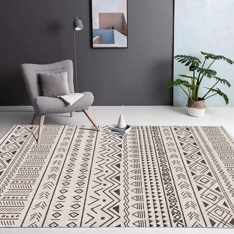Bohemian Geometric Print Rug Polyester Indoor Carpet Non-Slip Backing Area Rug for Living Room