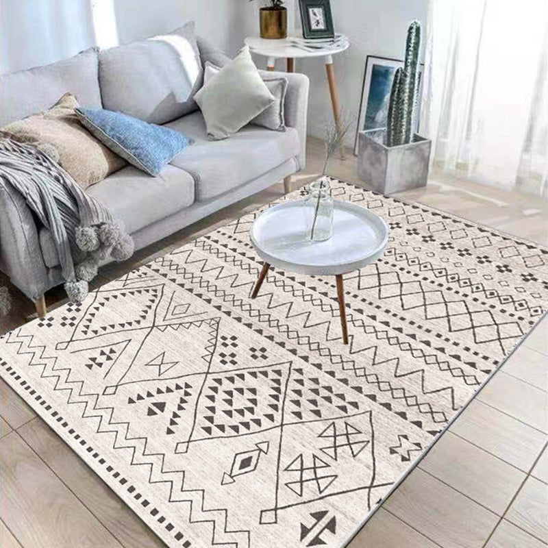 Bohemian Geometric Print Rug Polyester Indoor Carpet Non-Slip Backing Area Rug for Living Room
