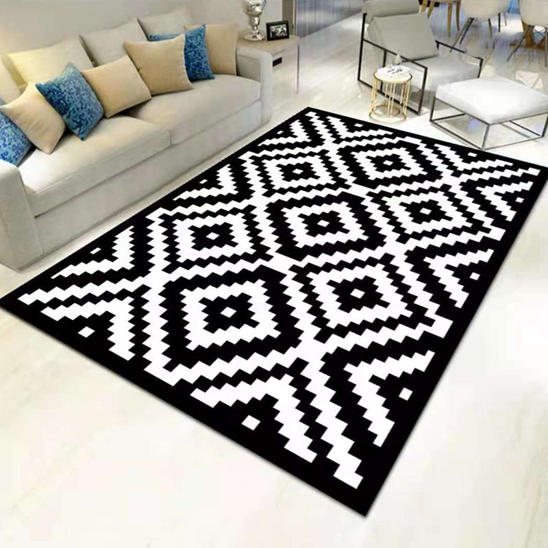 Yellow Modern Rug Polyester Geometric Indoor Rug Non-Split Backing Carpet for Home Decor