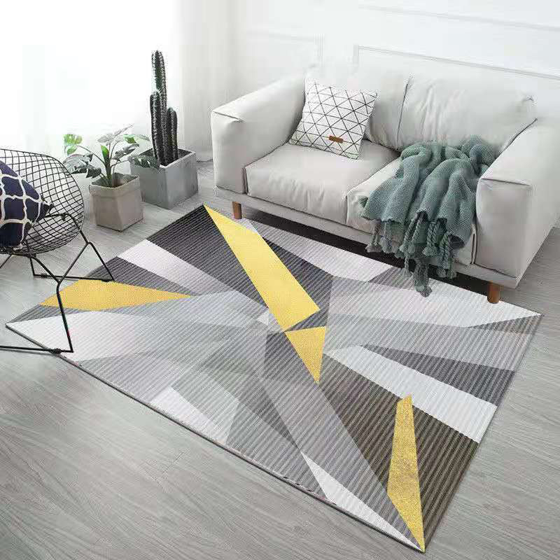 Blue Living Room Indoor Rug Casual Geometric Area Carpet Polyester Anti-Split Carpet