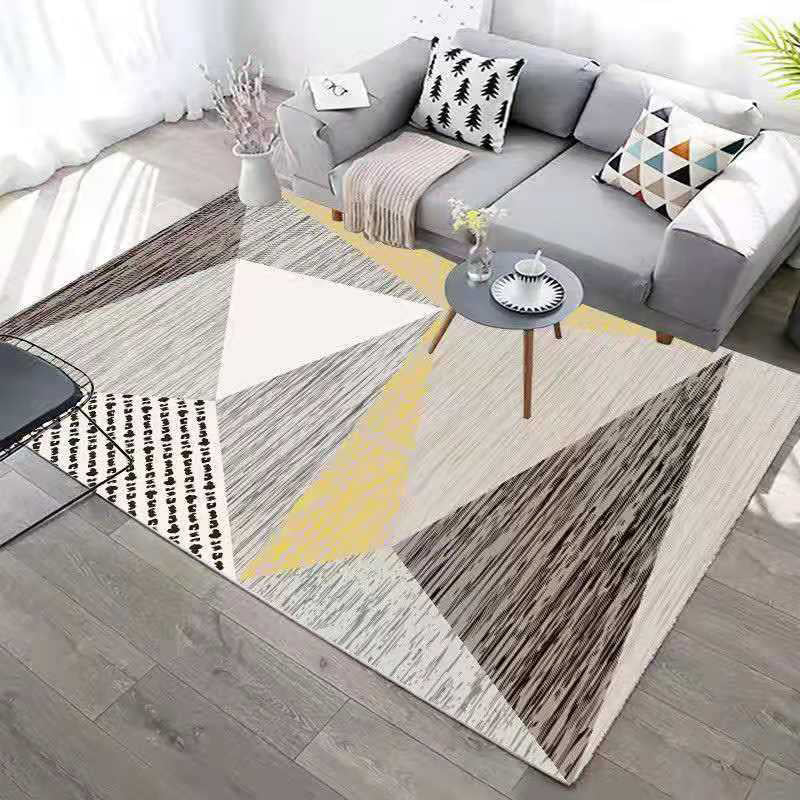 Blue Living Room Indoor Rug Casual Geometric Area Carpet Polyester Anti-Split Carpet