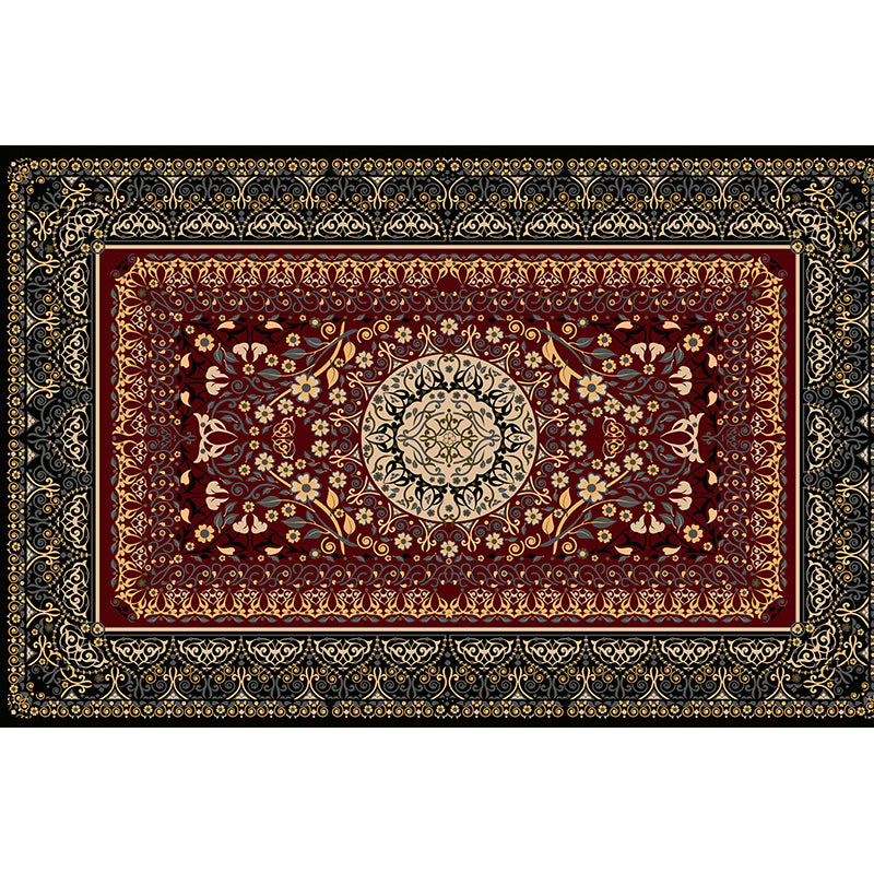 Mitte des Jahrhunderts Indoor Teppich Antiquen Blumendruck Teppich Polyester Anti-Rutsch-Rücken Teppich für Wohnkultur