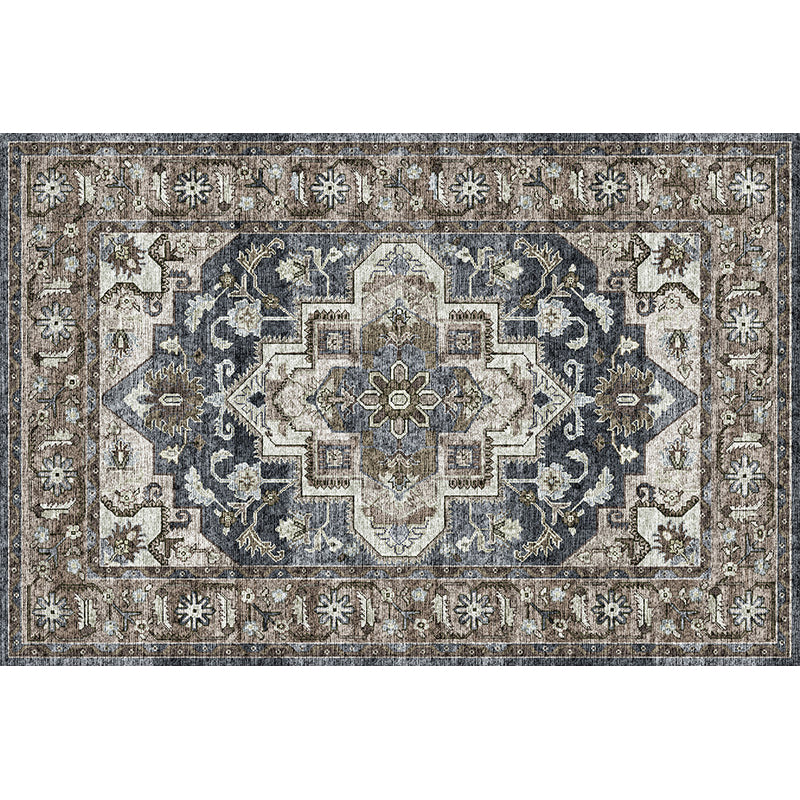 Mitte des Jahrhunderts Indoor Teppich Antiquen Blumendruck Teppich Polyester Anti-Rutsch-Rücken Teppich für Wohnkultur