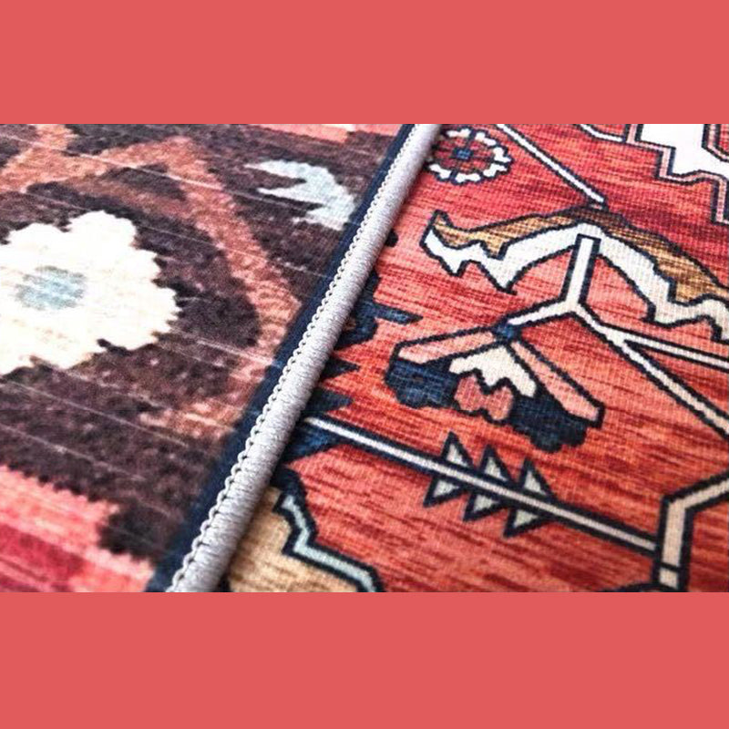 Green Shabby Chic Fläche Teppich Polyester Antiquitäten Muster Teppich Waschbar Anti-Schlupf-Teppich für Schlafzimmer