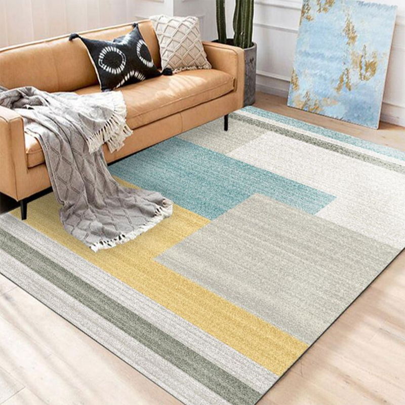 Black Geometric Carpet Polyester Minimalist Indoor Rug Anti-Split Area Carpet for Home Decoration