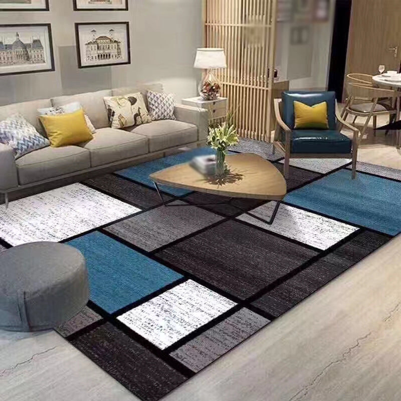Black Geometric Carpet Polyester Minimalist Indoor Rug Anti-Split Area Carpet for Home Decoration
