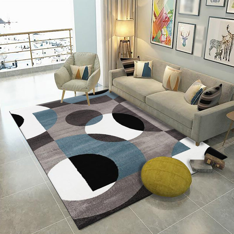 Black Geometric Carpet Polyester Minimalist Indoor Rug Anti-Split Area Carpet for Home Decoration