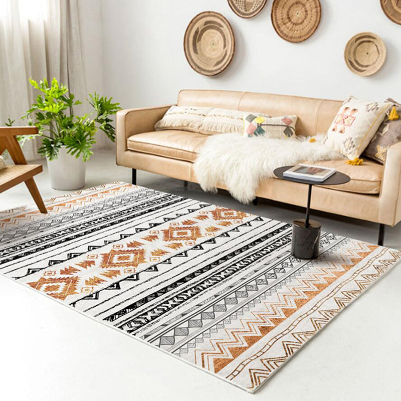 Mid-Century Carpet Tribal Print Polyester Area Rug Stain Resistant Indoor Carpet for Home Decoration