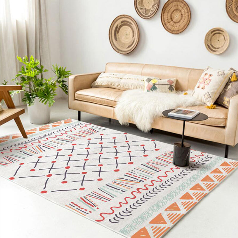 Mid-Century Carpet Tribal Print Polyester Area Rug Stain Resistant Indoor Carpet for Home Decoration