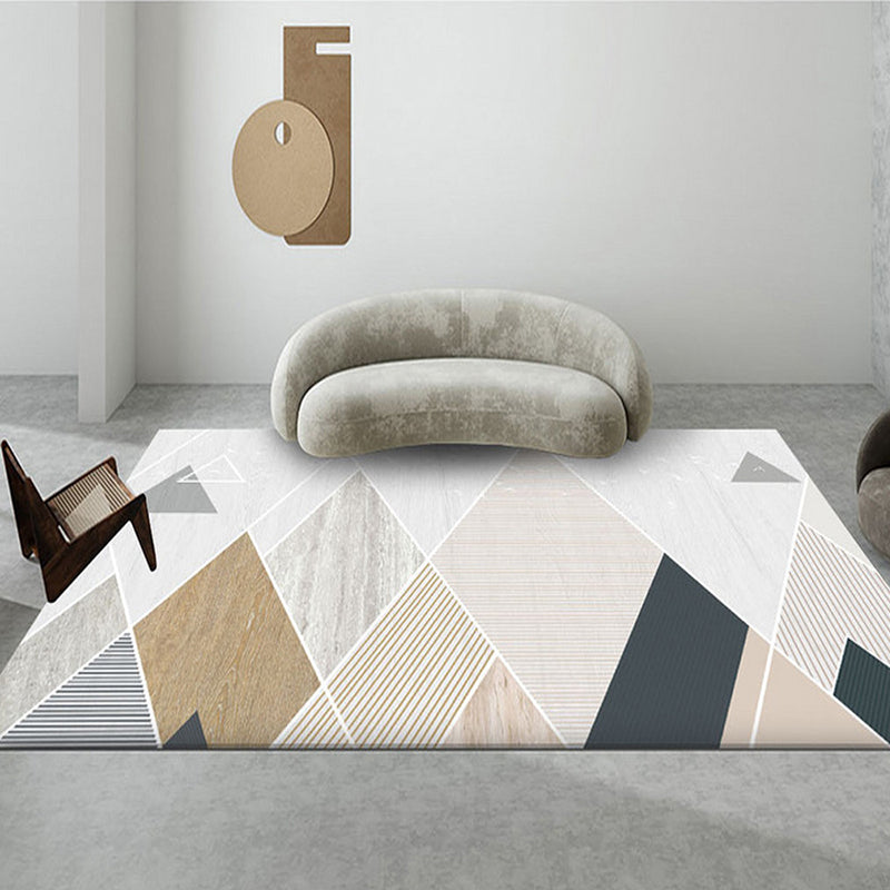 Fancy Living Room Area Rug Geometric Print Rug Polyster Carpet with Non-Slip Backing