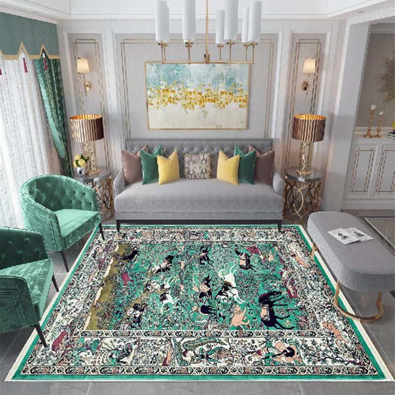 Blau Stammesdruckbereich Teppich Polyester Traditioneller Fläche Teppich nicht rutschfestem Teppich für Wohnkultur