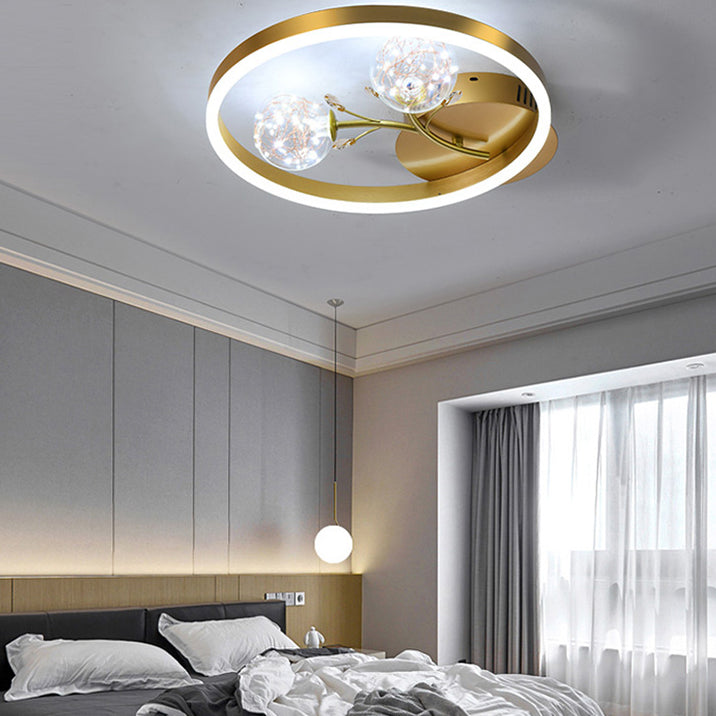 Clear Glass Flush Mount Modern Circle Ceiling Light Fixture for Bedroom