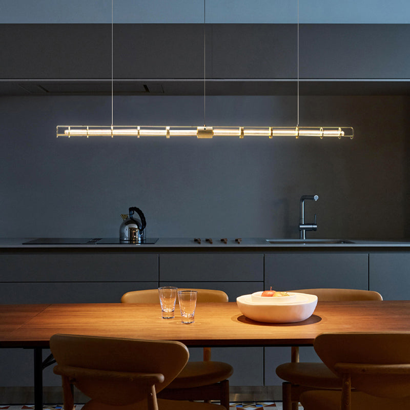 Luci a sospensione contemporanea illuminazione isola lineare lampada sospesa in oro