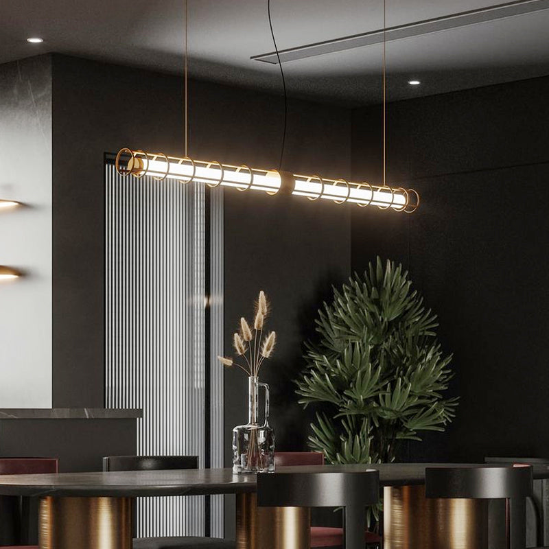 Luci a sospensione contemporanea illuminazione isola lineare lampada sospesa in oro