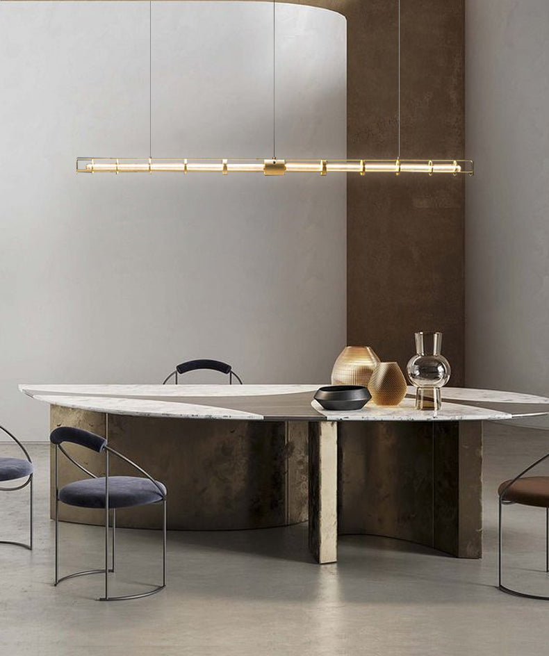 Luci a sospensione contemporanea illuminazione isola lineare lampada sospesa in oro