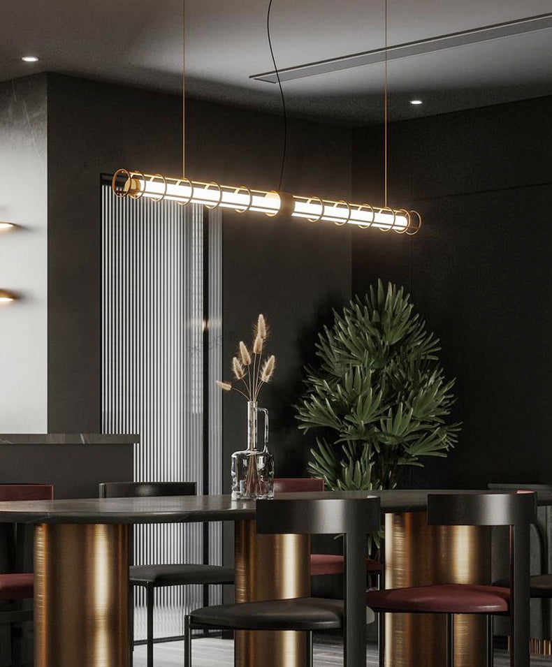 Luci a sospensione contemporanea illuminazione isola lineare lampada sospesa in oro