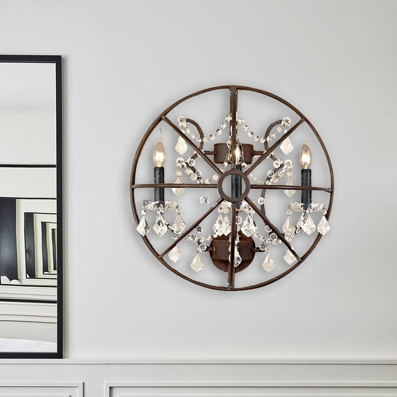 Kreisförmige klare Kristallleuchte Licht Industrie 2/3 Lampen Wandbeleuchtung im Rost für Wohnzimmer