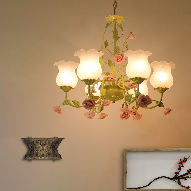 Lait de lait floomage de lustre lampe traditionnelle 6 têtes