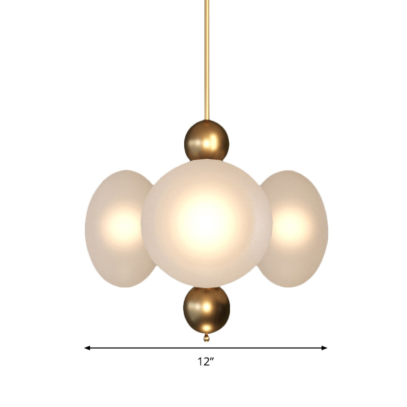 Gold Round Chandelier Light Modernism 4 Heads Frosted Glass Ceiling Suspension Lamp