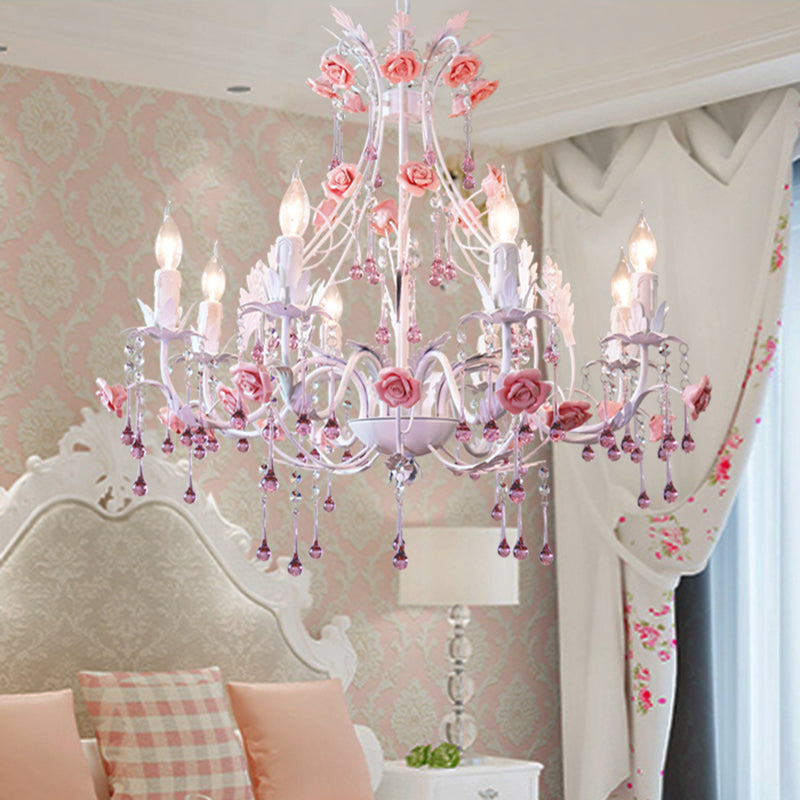 6/8 Bulbos Candelier Chandelier CHANDELIZA CRISTA CRISTA CRISTAL CRISTAL CONTINIBO Lámpara de suspensión para dormitorio