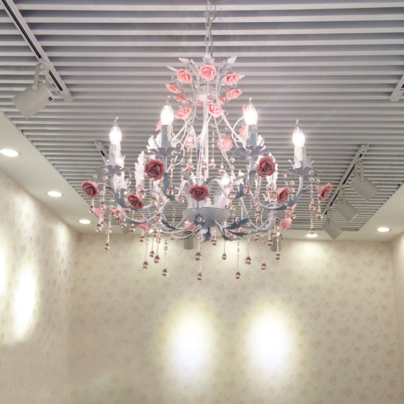 6/8 Bulbos Candelier Chandelier CHANDELIZA CRISTA CRISTA CRISTAL CRISTAL CONTINIBO Lámpara de suspensión para dormitorio