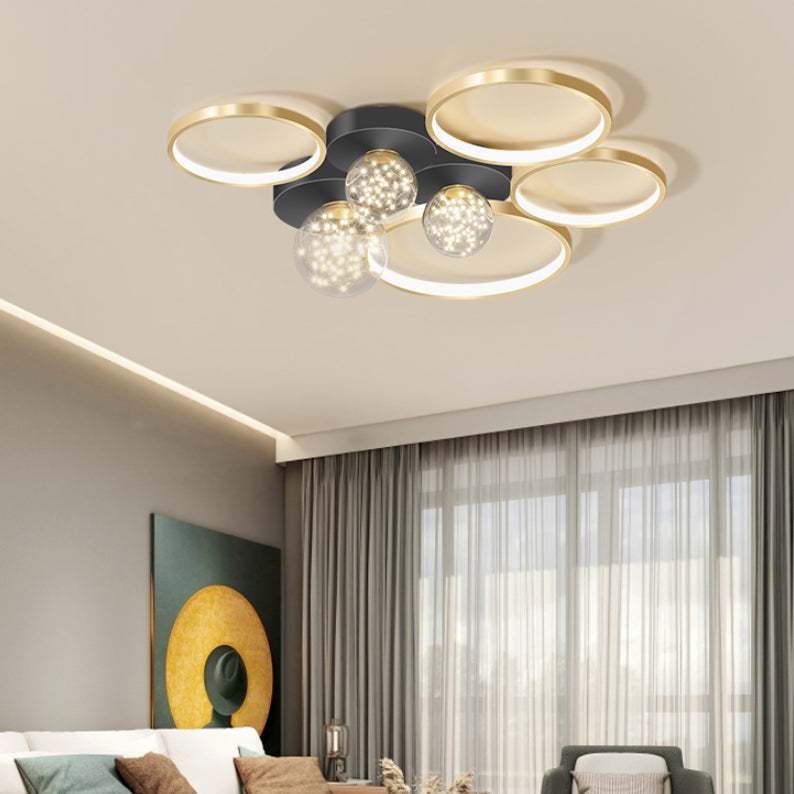 Modern Flush Mount Lighting Sputnik Glass Flush Mount Ceiling Light for Living Room