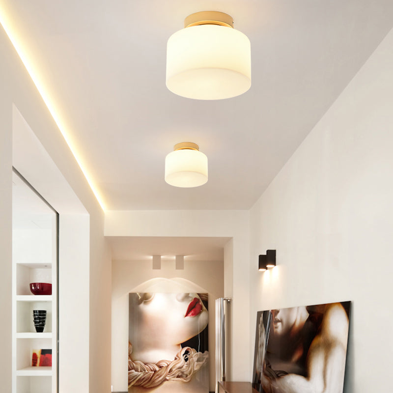 Cuadrado de vidrio de Opal/Cilindro de descarga de cilindro de luz simple 1 Accesorio montado en el techo de luz en blanco