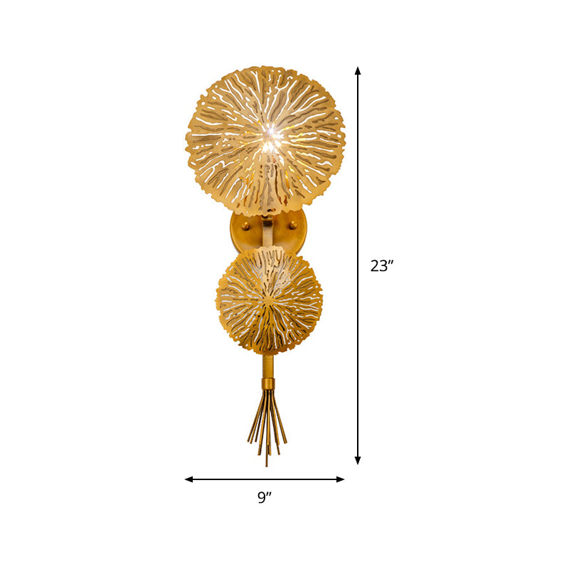 Cirkelvormige wandverlichting eigentijds metaal 1 lamp gouden sconce verlichtingsarmatuur voor woonkamer