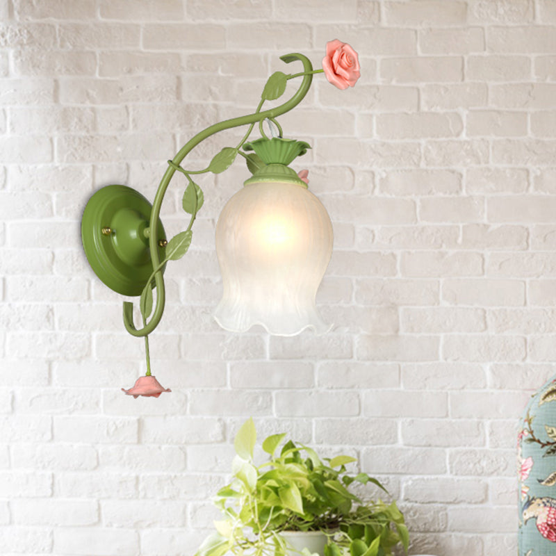 Luz de pared de la habitación de la vieira Campo de matrimonio Opal Glass White White 1 Head Green Wall Lighting Fixture