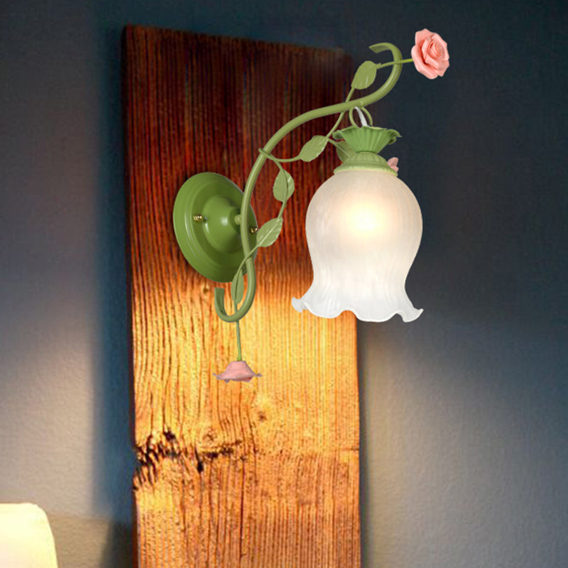 Luz de pared de la habitación de la vieira Campo de matrimonio Opal Glass White White 1 Head Green Wall Lighting Fixture