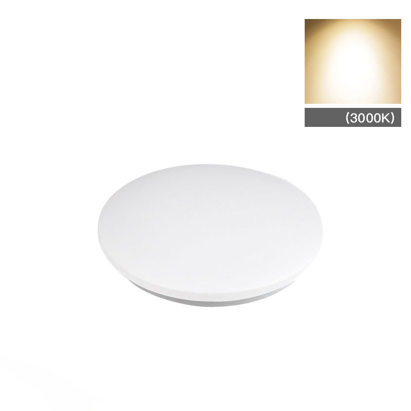 Weiße, kreisförmige LED-Deckenleuchte im modernen, prägnanten Aluminium-Einbaustil mit Acrylschirm