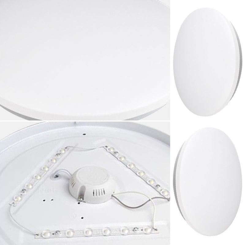 Weiße, kreisförmige LED-Deckenleuchte im modernen, prägnanten Aluminium-Einbaustil mit Acrylschirm