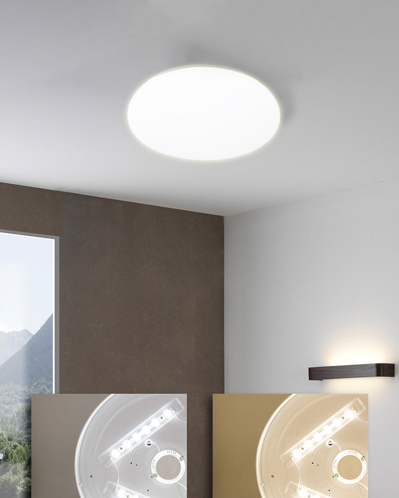 Weiße, kreisförmige LED-Deckenleuchte im modernen, prägnanten Aluminium-Einbaustil mit Acrylschirm