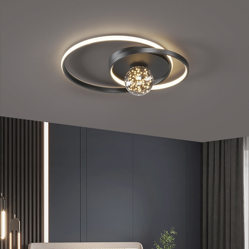 Plafonnier LED circulaire créatif moderne en aluminium à 3 lumières avec abat-jour en acrylique