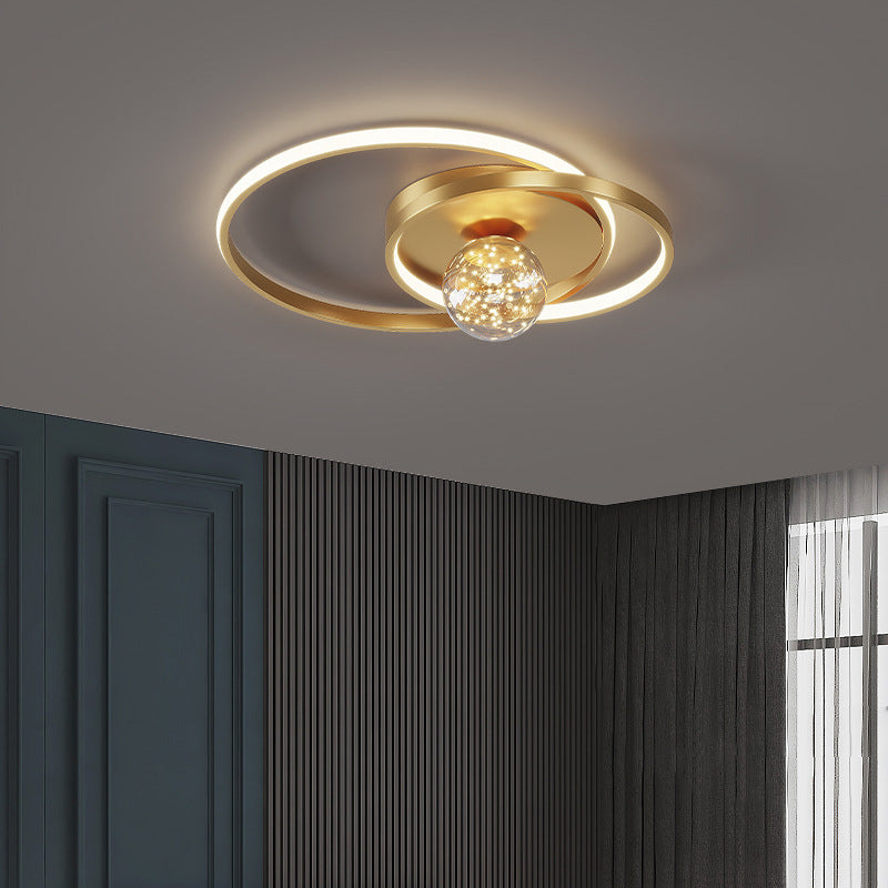 Plafonnier LED circulaire créatif moderne en aluminium à 3 lumières avec abat-jour en acrylique