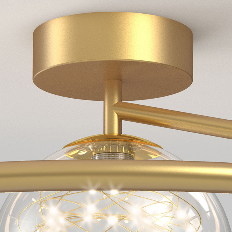 Montaje de vidrio de vidrio transparente de oro lámpara de techo de círculo moderno para dormitorio