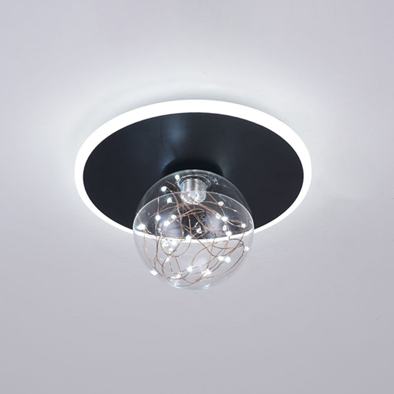 Global Glass Plafonnier moderne à 1 lumière à montage encastré à LED pour couloir