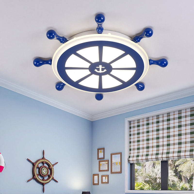 Plafonnier LED bleu en métal pour enfants, luminaire de plafond pour chambre d'enfant