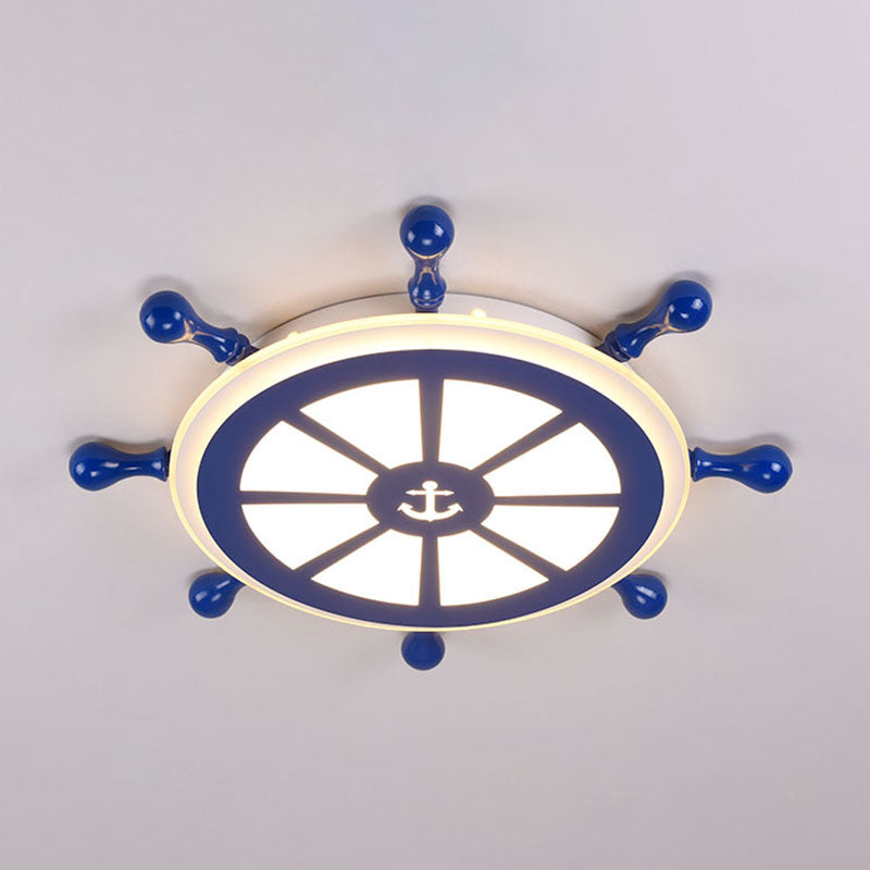 Plafonnier LED bleu en métal pour enfants, luminaire de plafond pour chambre d'enfant