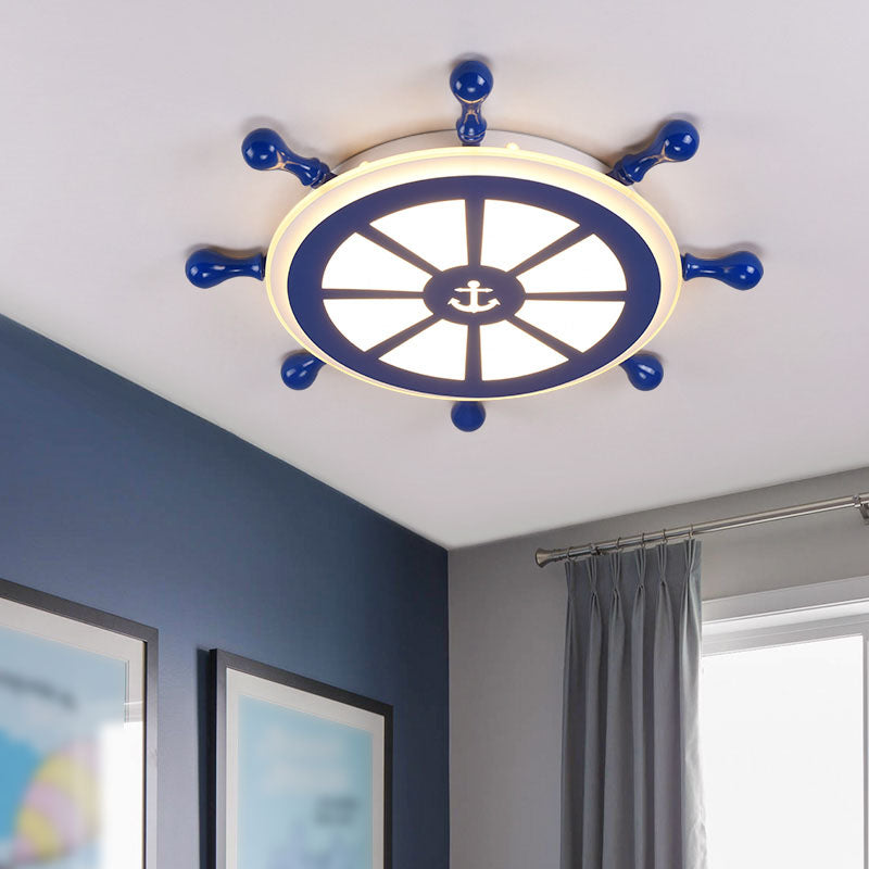 Plafonnier LED bleu en métal pour enfants, luminaire de plafond pour chambre d'enfant