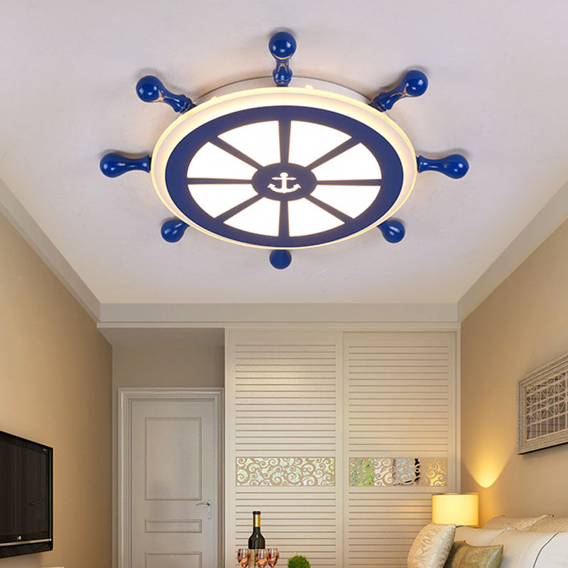 Plafonnier LED bleu en métal pour enfants, luminaire de plafond pour chambre d'enfant